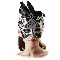 Masked Ball Mask Silver with Feathers