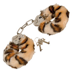 Eroflame Furry Tiger Print Hand Cuffs