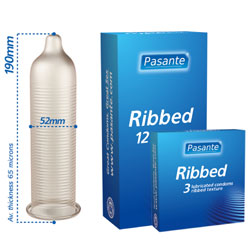 Pasante Ribbed Condoms 3 Pack