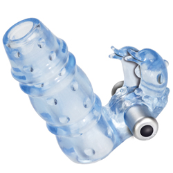 
3 Way Double Dolphin Blue Penis Sleeve