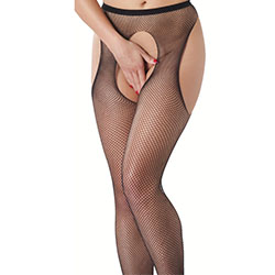 
Fishnet Suspender Tights with Open Crotch