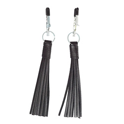 
Nipple Clamps with Black Leather Tassels